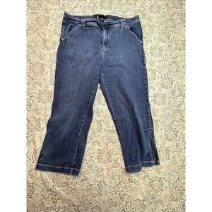 Venezia Capris Womens Jeans Designer Blue Sz. 18 Zip Cuff Casual Ladies Pants